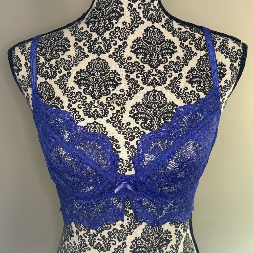 Sam Edelman purple lace long line underwire bra. 34B